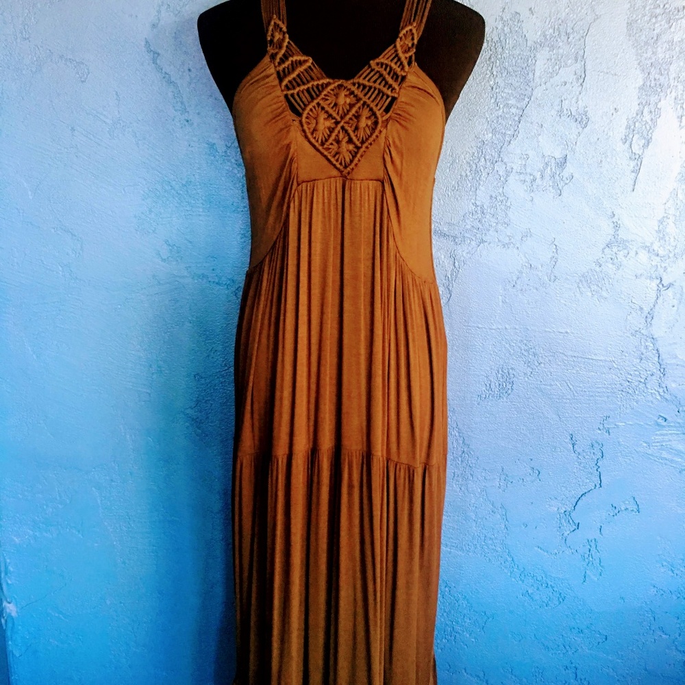 Fluent Life Tobacco Green Maxi Dress